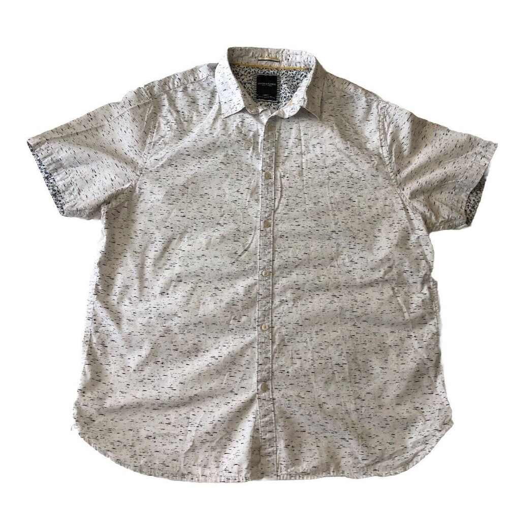 Denim & Flower Ricky Singh Mens XL Black & White Short Sleeve Button Up Shirt